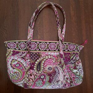 Vera Bradley Very Berry Paisley Miller Bag Cotton Quilted Large Tote Travel Bag